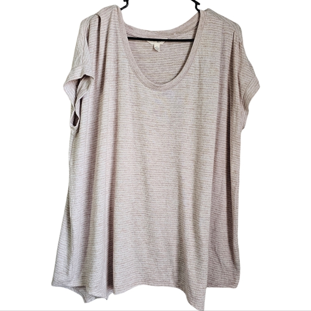 Terra & Sky cream and white striped boxy knit top womens plus size 1x